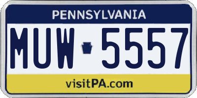 PA license plate MUW5557
