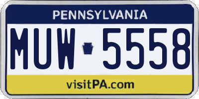 PA license plate MUW5558