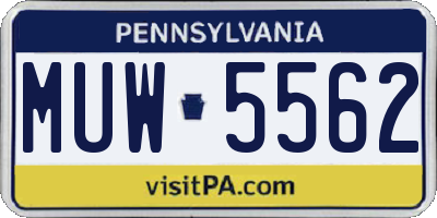 PA license plate MUW5562