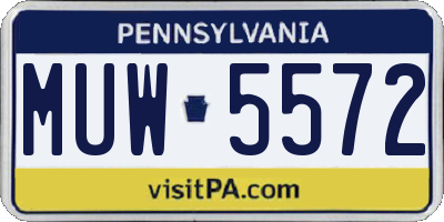 PA license plate MUW5572