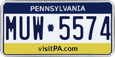 PA license plate MUW5574