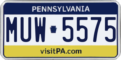 PA license plate MUW5575