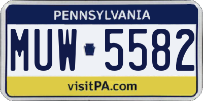PA license plate MUW5582