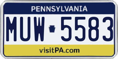 PA license plate MUW5583