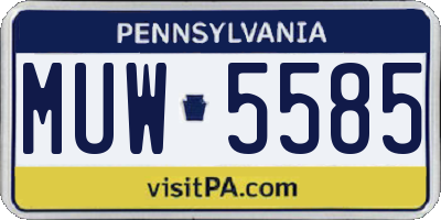 PA license plate MUW5585