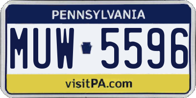 PA license plate MUW5596