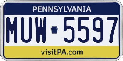 PA license plate MUW5597