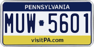 PA license plate MUW5601