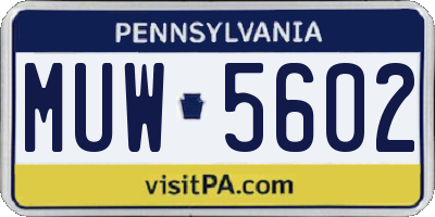 PA license plate MUW5602