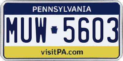 PA license plate MUW5603