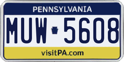 PA license plate MUW5608
