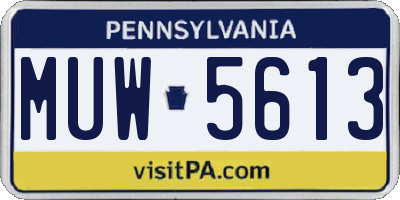 PA license plate MUW5613