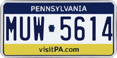 PA license plate MUW5614