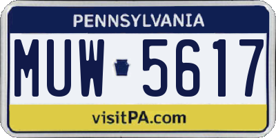 PA license plate MUW5617
