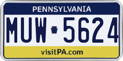 PA license plate MUW5624