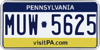 PA license plate MUW5625