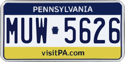 PA license plate MUW5626
