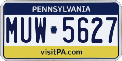 PA license plate MUW5627