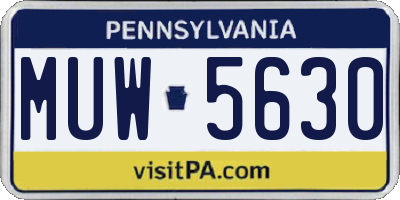 PA license plate MUW5630