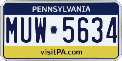 PA license plate MUW5634
