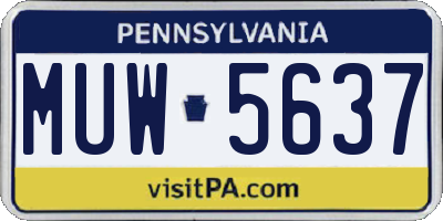 PA license plate MUW5637