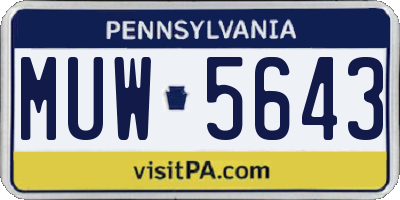 PA license plate MUW5643