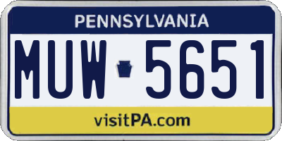 PA license plate MUW5651