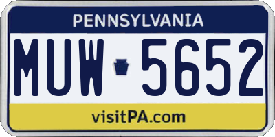 PA license plate MUW5652