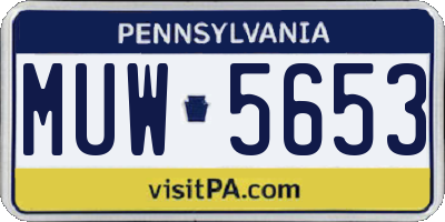 PA license plate MUW5653