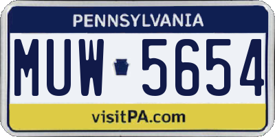 PA license plate MUW5654