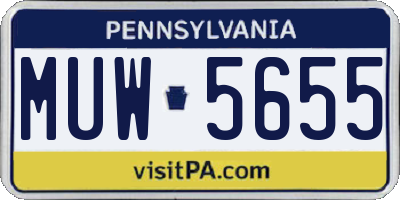 PA license plate MUW5655