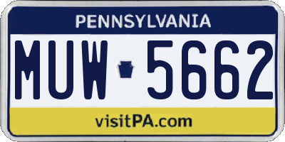 PA license plate MUW5662