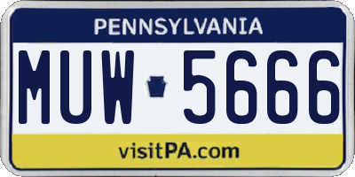 PA license plate MUW5666