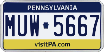 PA license plate MUW5667