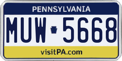 PA license plate MUW5668