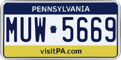 PA license plate MUW5669