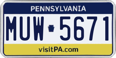 PA license plate MUW5671