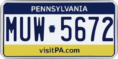PA license plate MUW5672