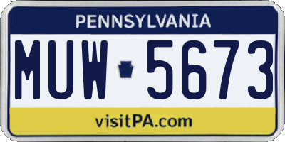 PA license plate MUW5673