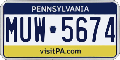 PA license plate MUW5674
