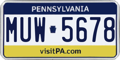 PA license plate MUW5678
