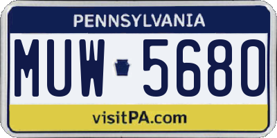 PA license plate MUW5680