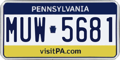 PA license plate MUW5681