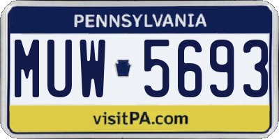 PA license plate MUW5693