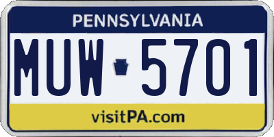 PA license plate MUW5701