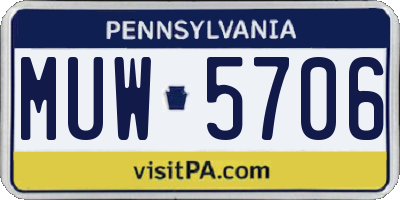 PA license plate MUW5706