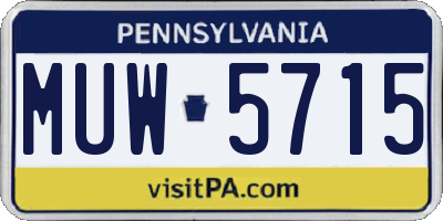 PA license plate MUW5715