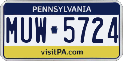 PA license plate MUW5724