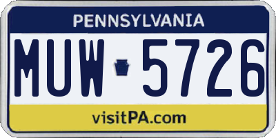 PA license plate MUW5726