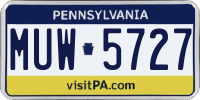 PA license plate MUW5727